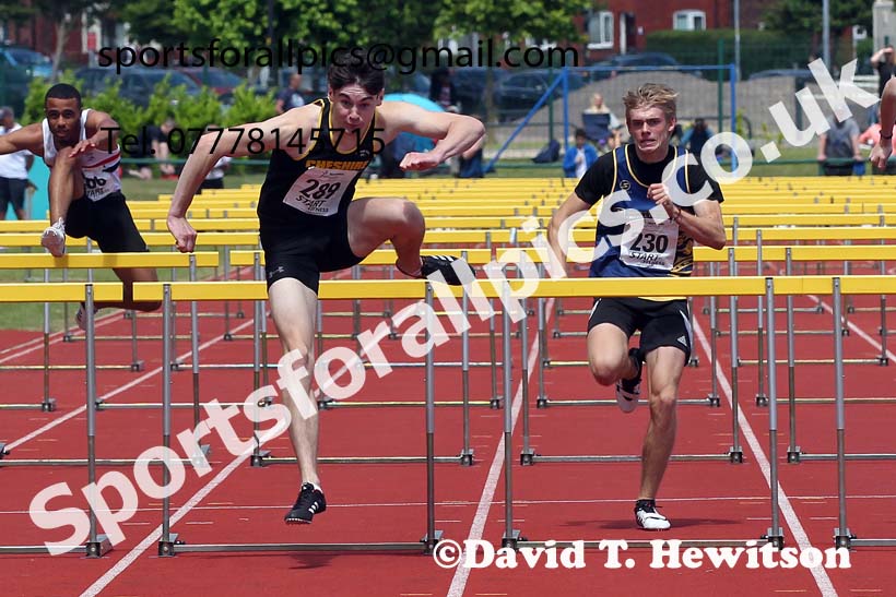 Mens under-20s 110 metres hurdles, 2021 Northern Senior and Under-20s Champs., Leigh. Photo: David T. Hewitson/Sports for All Pics